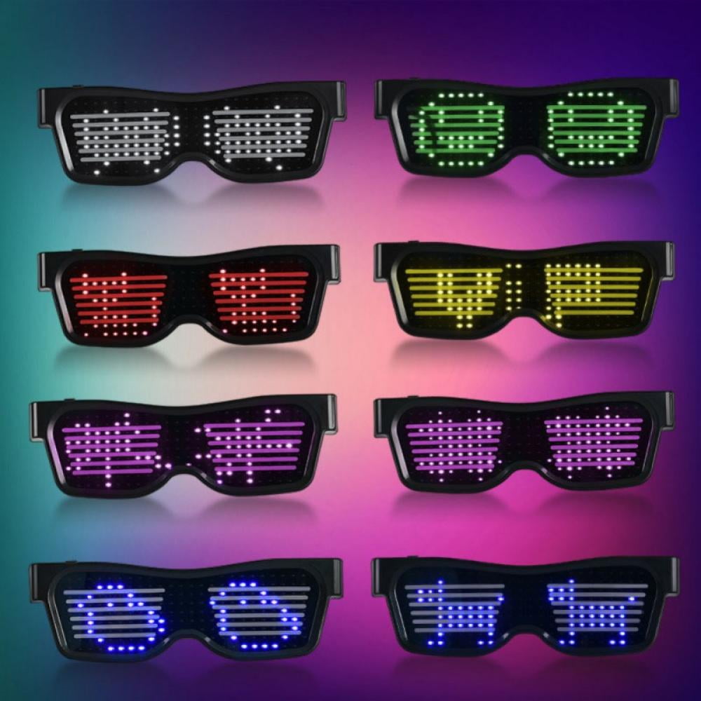 Display Messages Drawings Sports Festivals Flashing Parties Animation Leadleds Customizable Bluetooth LED Glasses for Raves EDM Fun Costumes 