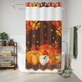 thumbnail image 6 of No Hook Shower Curtain with Built-in Rings - Orange Pumpkins Fall Washable Waterproof Fabric Bathroom Curtains for Hotel,Rentals, Stall 36 X 78 Inch , Rustic Maple Leaves Brown Farmhouse, 6 of 9