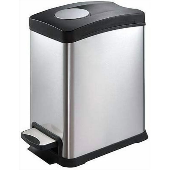 Honey Can Do Rectangle Step Trash Can 8L Satin - Stainless Steel Wastebasket - Silver