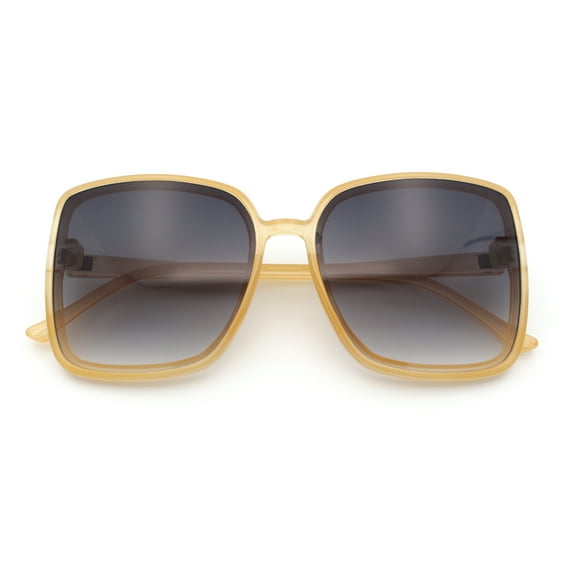 Womens Oversize Rectangular Butterfly Chic Sunglasses Beige - Smoke