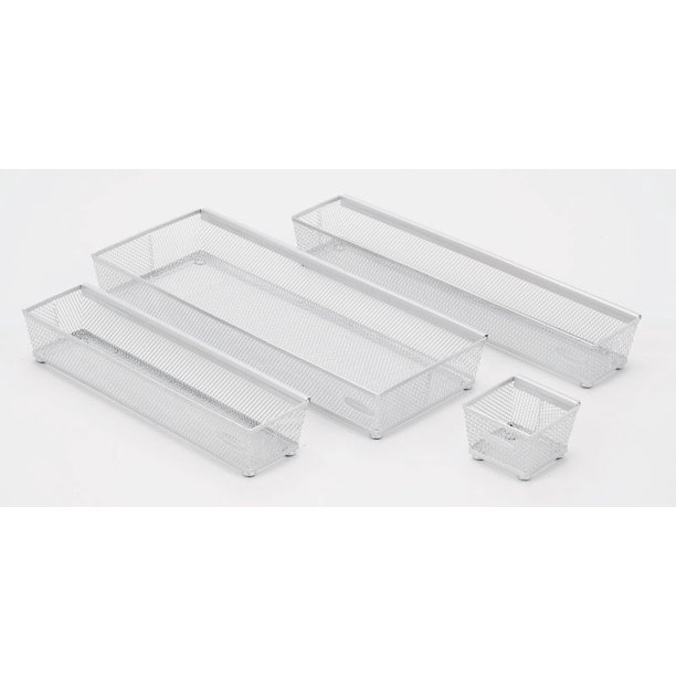Rubbermaid FG1F8800 Interlocking Mesh Drawer Organizer, 4Piece