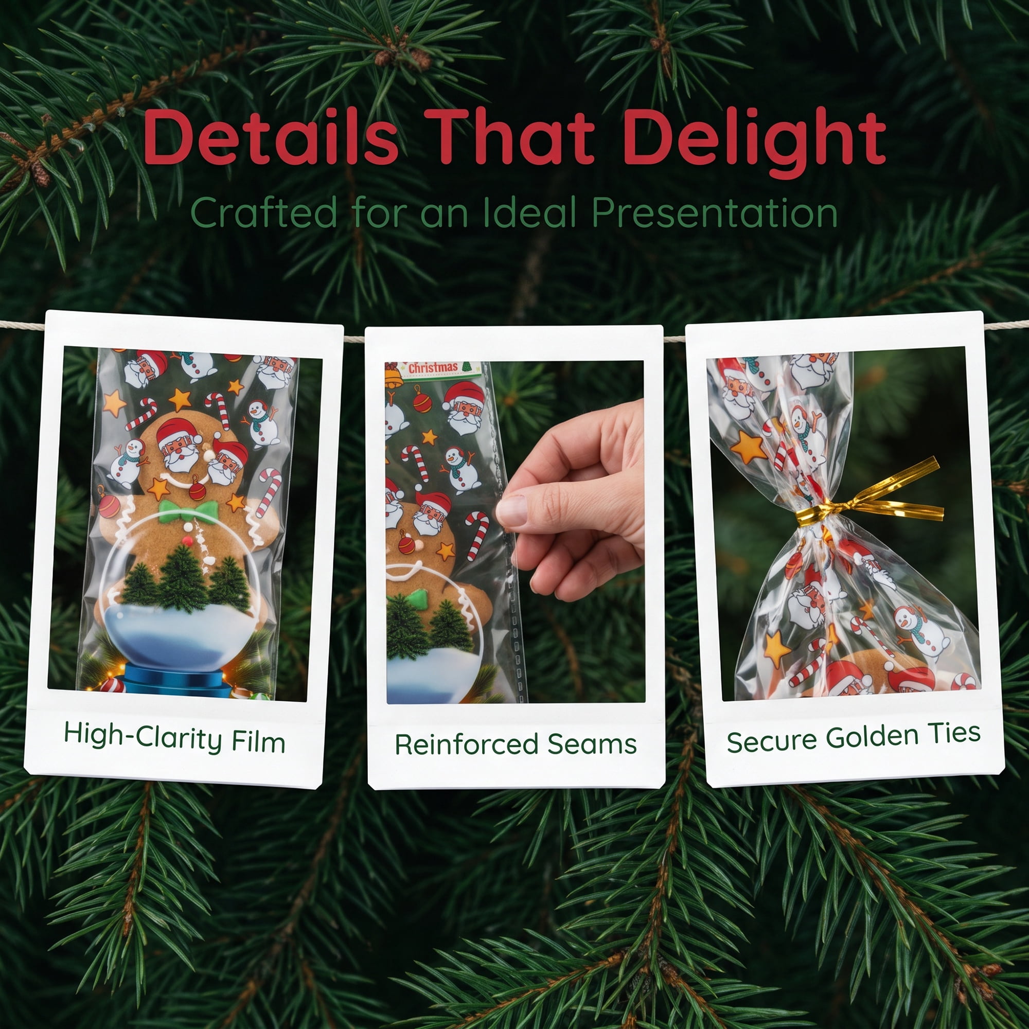 Unique Bargains 50Pcs Present Gift Bags for Cookies and Treats Clear 4.9" x 10.8"