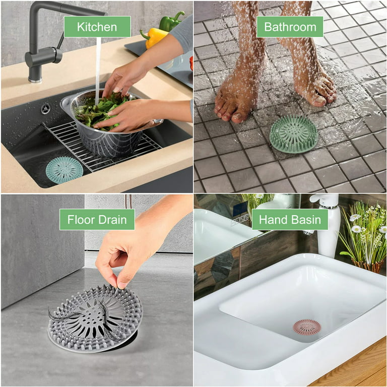 Hair Catcher Shower Drain, Drain Durable TPR Silicone Square 5.5 Inch Flat  Hair Stopper Drain Cover with Suction Cups Easy to Install Hair Stopper  Suit for Bathroom,Bathtub,Kitchen, 3 Pack (Black) - Yahoo