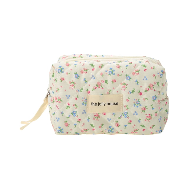 Bolsas de Maquillaje de Flores Cuadradas Acolchadas Únicas 1 Pc Rojo Verde Azul Poliéster
