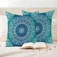 thumbnail image 4 of Pack of 2 Outdoor Pillow Covers 18x18 Inch Waterproof Teal Blue Boho Throw Pillow Covers,Decorative Couch Pillow Shams Protectors Retro White Rustic Flower Ethnic Pattern Patio Cushion Pillowcases, 4 of 8