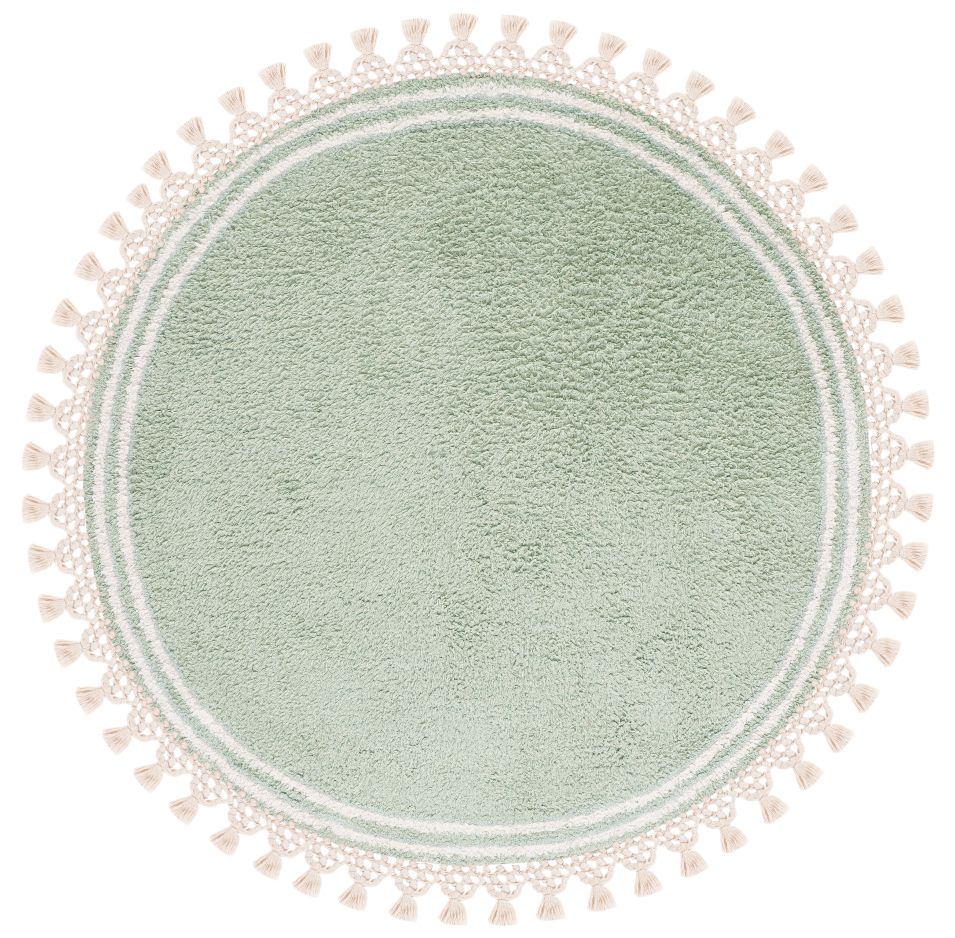 Safavieh Easy Care Hepburn Solid Cotton Machine Washable Area Rug, Teal/Ivory, 4' x 4' Round