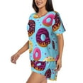 thumbnail image 2 of Kdxio Donuts Print Pajamas Sets for Women Short-Sleeved Pjs with Lounge Shorts Two Piece Sleepwear S-4XL, 2 of 8