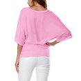 thumbnail image 3 of Plus Size Women's V Neck T Shirt: Batwing Sleeve, Loose Fit, Solid Color, Comfortable, 3 of 6