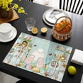 thumbnail image 3 of Easter Bunny Placemats Set of 6, Spring Farmhouse Gnomes Wooden Grain Placemats for Dining Table, Place Mats for Kitchen Tabletop, Waterproof Wipeable Dining Table Mats Set, 3 of 9