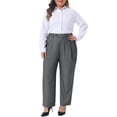 thumbnail image 2 of Agnes Orinda Women's Plus Size Pleated Work Office Outfits High Waisted Straight Business Casual Pants with Pocket 3X Light Gray, 2 of 6
