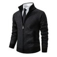 thumbnail image 2 of Timoontee Men's Cardigan Coats Modern Fit Long Sleeve Knitted Coats Full Zip Stand Collar Casual Tops Solid Pockets Outerwear Coats Black L, 2 of 6