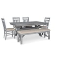 thumbnail image 2 of Linon Turino 6 Pce Wood Dining Set Padded Seats & Bench in Weathered Gray Stain, 2 of 4