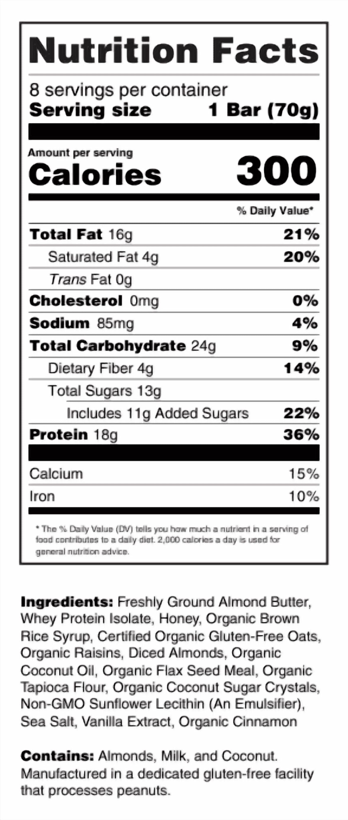 G2G Protein Bar, Almond Oatmeal Cookie, Gluten-Free, Clean Ingredients, Refrigerated for Freshness, 16 Bars (2 Packs of 8)