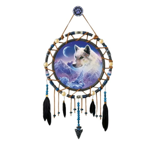 The Bradford Exchange Sacred Spirits Dreamcatcher Collection Issue #16: 'Moonlit Harmony' Glow-in-the-Dark Dreamcatcher with Handcrafted Frame and Beads by Robin Koni 8.25-Inches