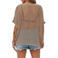 thumbnail image 5 of Womens Crochet Sweater Tops Batwing Short Sleeve Oversized Boat Neck Boho Knit Summer Beach Cover Ups, 5 of 6