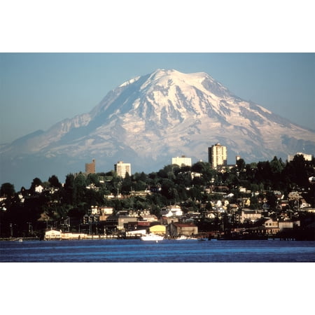 24"x36" Gallery Poster, Mount Rainier over Tacoma, Washington, USA