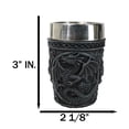 thumbnail image 2 of Set Of 2 Gothic Fantasy Moon Voyage Of The Dragon Celtic Knotwork Shot Glasses, 2 of 10