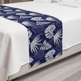 thumbnail image 2 of Leaves Bed Runner, Hawaiian Flora Tropical Rainforest Monstera Leaves on Stripes, Decorative Accent Bedding Scarf for Hotels Homes and Guestrooms, King, Coconut Blue, by Ambesonne, 2 of 2
