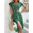 thumbnail image 3 of ZOELNIC Summer Floral Print Maxi Dress for Women Button Up Split Long Flowy Bohemian Beach Party Dresses, M, 3 of 5