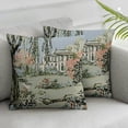 thumbnail image 3 of Acheng Chinoiserie Pillow Cover Set of 2, Asian Scenic Coral Green Blue Throw Pillows Farmhouse Chinoiserie Outdoor Decorative Pillowcase Cushion Cover for Home Sofa Bedroom 20x20in, 3 of 7