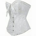 thumbnail image 3 of Corset Tops for Women, Bustier Shapewear Women's Lacing Corset Satin Floral Lace Waist Push Up Body Shaper Vintage, White XL, 3 of 6