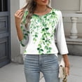 thumbnail image 4 of Women's Printed Casual 3/4 Sleeve Round Neck Loose Fit T-Shirt Top for Everyday Wear, 4 of 7