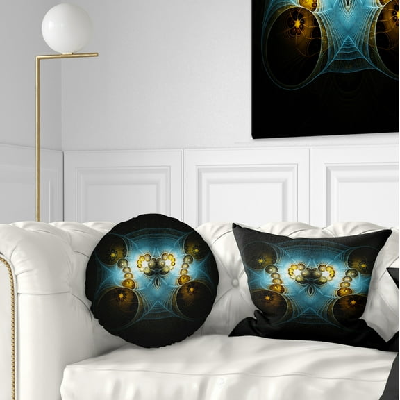 Designart Unique Light Blue Fractal Design Pattern - Abstract Throw Pillow - 12x20