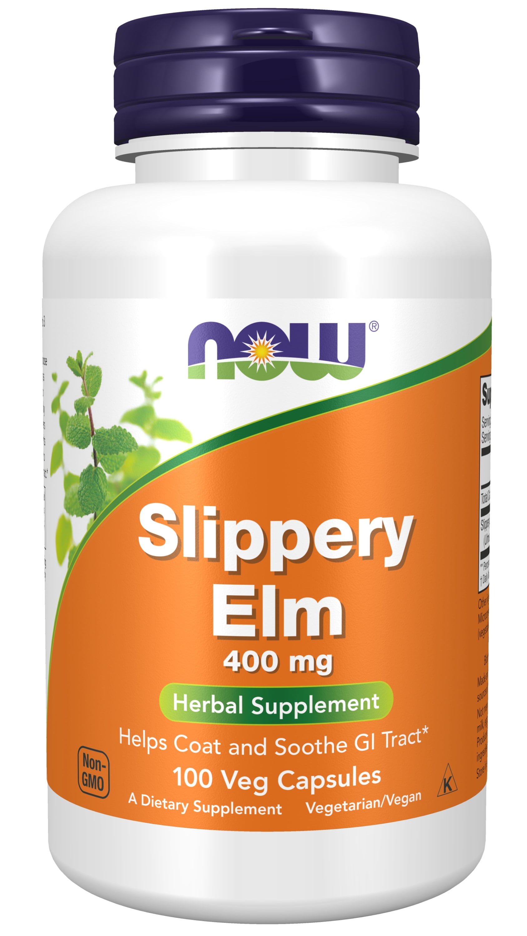 NOW Supplements, Slippery Elm (Ulmus rubra) 400 mg, Herbal Supplement, 100 Veg Capsules