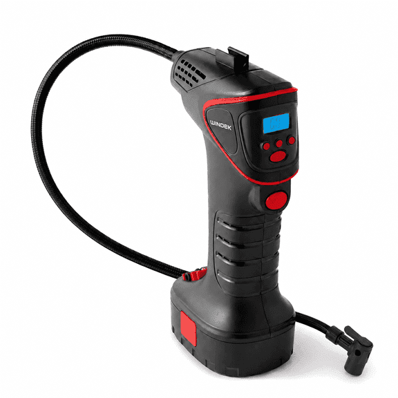 WINDEK Cordless Tire Inflator Portable Air Compressor, 12V  Air Pump for Car Tires, Electric Pump with Rechargeable Battery, LED Light, Digital Gauge, Auto Shut-Off for Car, Bike, Motorcycle, Ball
