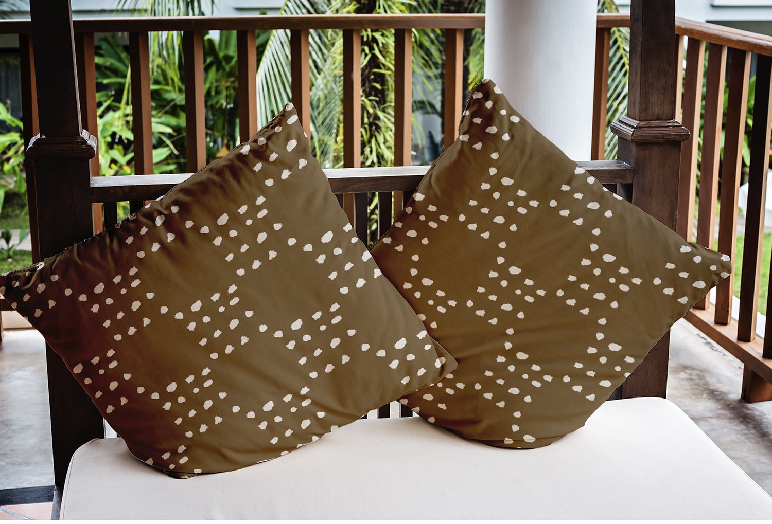 20" x 20" Simply Daisy Stitched Dots Polyester Indoor/Outdoor Pillow, Hoisin Qty 1