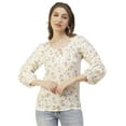 thumbnail image 2 of Moomaya Printed Balloon Sleeves Womens Top, Tie-Up Casual Summer Tunic Top, 2 of 9