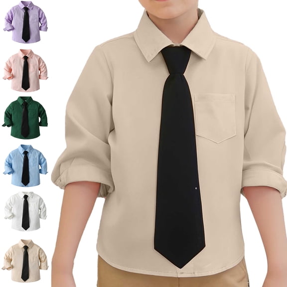 XINXIAOO Toddler Girls' Button Down Shirts Beige Shirt Toddler Boy Boys Formal Outfit Uniform Shirts for Boys 12-18 Months