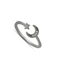 thumbnail image 4 of CHOOSE YOUR COLOR Wholesale Crescent Moon Star Open Ring .925 Sterling Silver Band Jewelry Female Size 4, 4 of 4