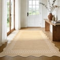 thumbnail image 3 of HIWEAVER Beige/Yellow 8' x 10' Scalloped-edge Easy Jute Area Rug for Living Room Modern Bordered Indoor Outdoor Neutral Carpet for Patios Non Slip Washable Throw Mat for Home Decor, 3 of 6
