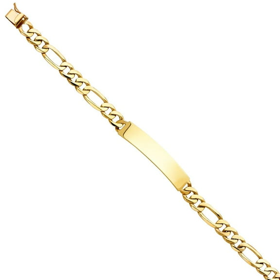 14K Figaro Link ID Bracelet - 8"