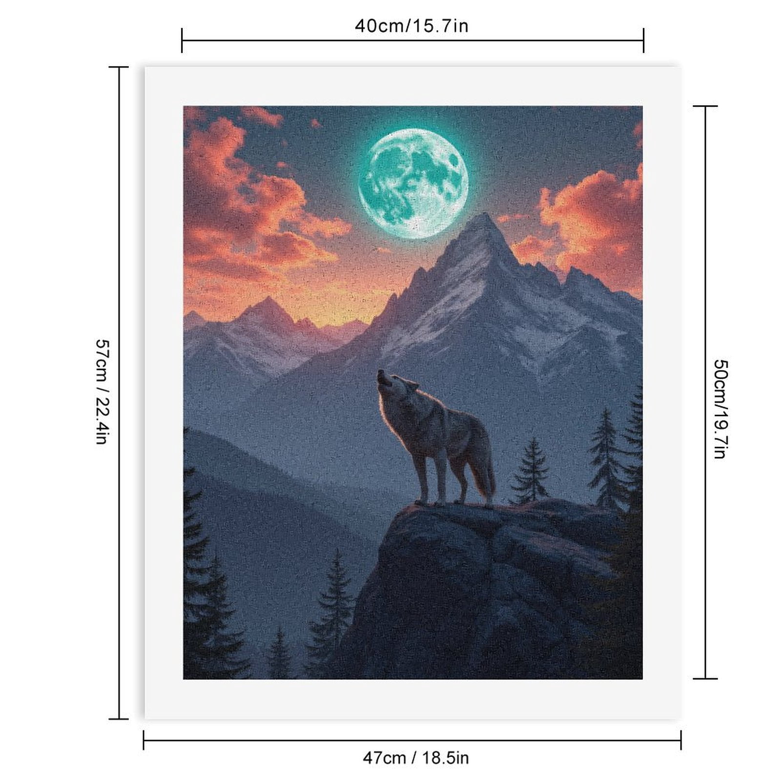 Paint by Numbers Kit for Adults, Wolf Howling Mountain Glowing Moon Paint by Numbers, Easy Paint by Numbers Kit for Adults Beginner, DIY Adult Paint by Number Kits on Canvas, Home Decor