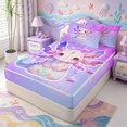 thumbnail image 2 of Manfei Ocean-Themed Axolotl Zipper Twin Comforter Sets with Fitted Sheet and 2 Pillowcases,Cartoon Animals Print Zipper Bedding Set,Colorful Stars Reversible,4 Pieces, 2 of 7