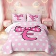 thumbnail image 2 of meiyoeat 3D Cartoon Initial E Bed Spread Queen For Girls,Princess Bow Monogram Art Queen Coverlet Set,3-Piece,1 Quilt and 2 Pillowcases, 2 of 7