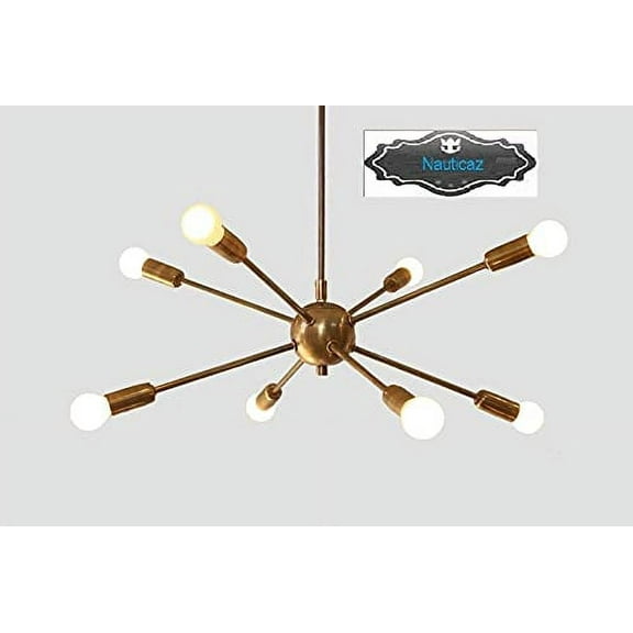Brass Antique Chandelier Handcrafted Contemporary 8-Light Modern Ceiling Pendant Brass Light