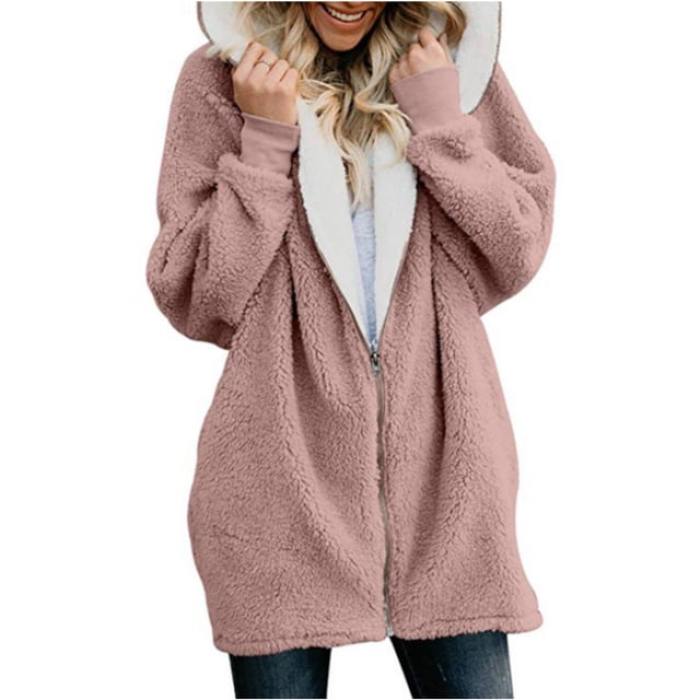 Sexy Dance chaqueta con capucha esponjosa para mujer, chaqueta de invierno de talla grande con cremallera completa, abrigos con capucha de lana frontal abierta