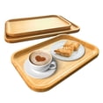 thumbnail image 2 of Set of 3 Bamboo Serving Trays Cutting Boards  Charcuterie Board Set for Cheese, Meat, Fruit & Appetizers  Decorative Wooden Platter for Kitchen, Home, & Bathroom Storage & Decor Rectangle, 2 of 9