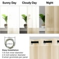 thumbnail image 4 of Hiasan Beige Sheer Curtains with Tiebacks-Light Filtering Contemporary Window Drapes for Living Room, Bedroom, Grommet, 52" x 96", Set of 2, 4 of 10