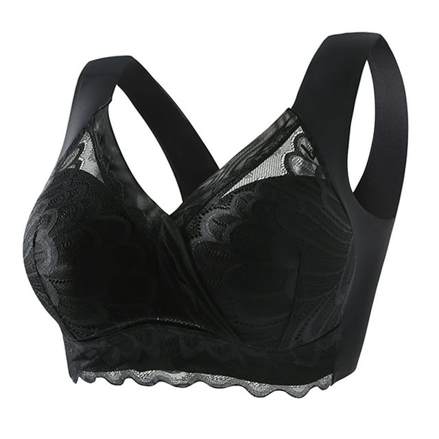 Timegard Bras for Women Plus Size Lace No Underwire Back Smoothing Full Support Comfortable Everyday Bralette