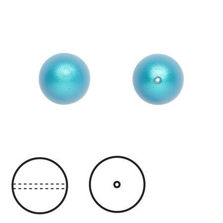 

Pearl Crystal Passions iridescent dark turquoise 10mm half-drilled round (5818). Sold per pkg of 4.