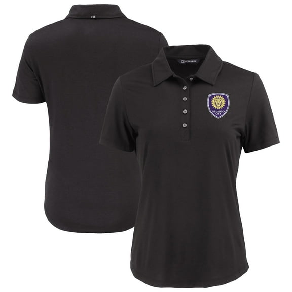 Women's-Cutter & Buck Black Orlando City SC Coastline Epic Comfort Eco Recycled Polo