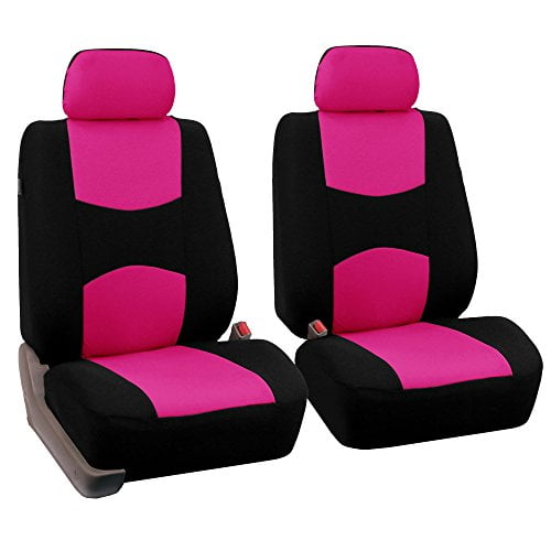 FH-FB050102 Flat Cloth Pair Bucket Seat Covers Pink/Black Color