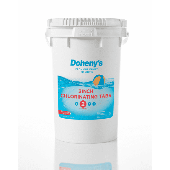 Doheny’s 3-Inch Stabilized Chlorine Tablets for Sanitizing Swimming Pools | 99% Pure Tri-Chlor, 90% Available Chlorine | Long-Lasting, UV-Protected, Slow-Dissolving | Individually Wrapped 50lb Bucket