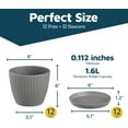 thumbnail image 2 of Gray 6-Inch Plant Pots with Drainage & Saucers 12 Pack, Indoor & Outdoor Planters for Houseplants, Herbs, and Flowers, Durable & Weatherproof Material, Stackable, Lightweight, Minimalist Design, 2 of 4