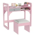 thumbnail image 1 of Yiwa Wooden Writing Desk Set, Study Table with Chair, Large Cloth Storage Drawers & Built-In Pen Holder, 1 of 7