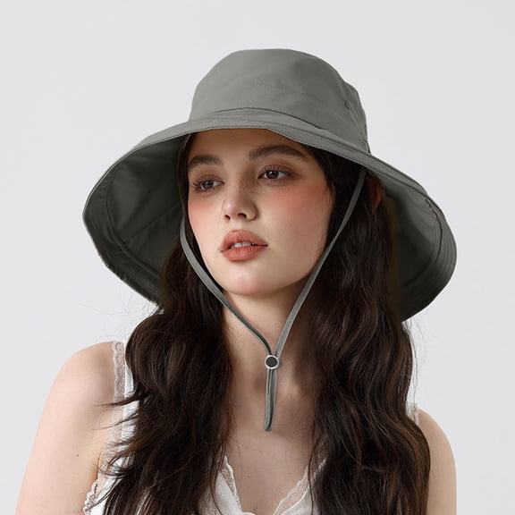HNMKIU Unisex Adjustable Drawstring Bucket Hat for Outdoor Summer Activities Lightweight Breathable Sun Comfort Grey,One Size